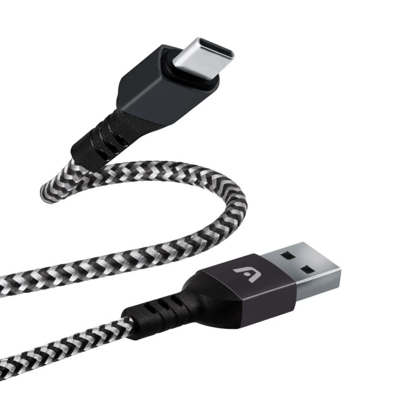 CABLE TYPE-C TO USB 2.0 NYLON 1.8M BLACK
